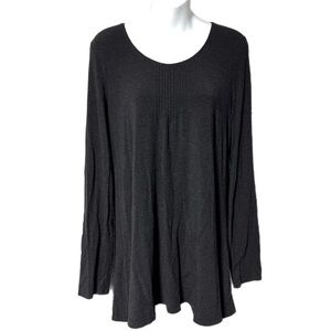 Eileen Fisher Charcoal Gray Pintuck Tunic Top Soft Stretch Minimalist Medium